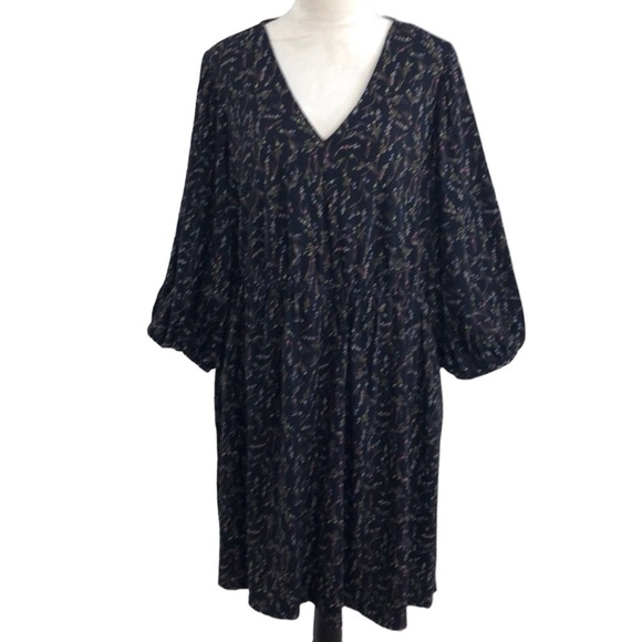 Ava & Viv Black Floral Peasant Shift Dress Size 2X - Picture 2 of 12